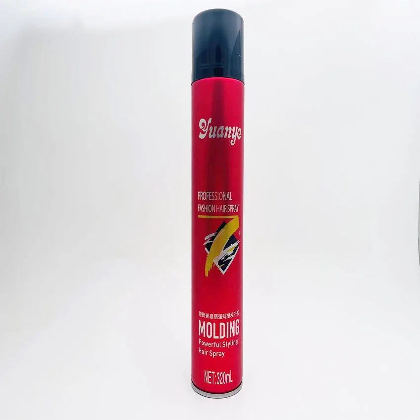 Manufacturer 320mlyuanye lightweight non-stick hair strong hold styling hair spray dry glue custom wholesale