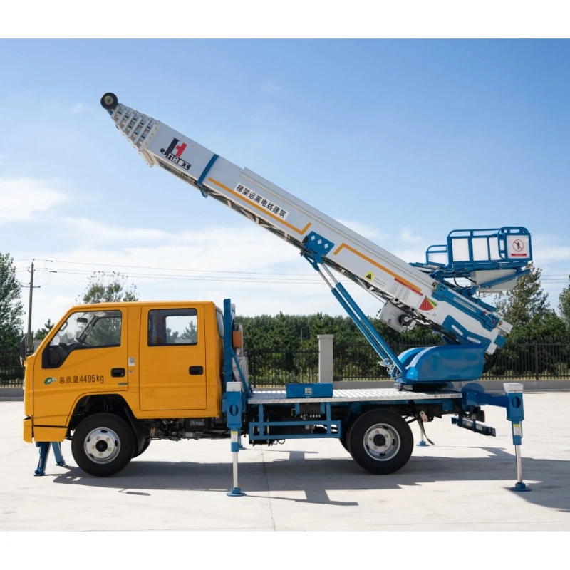 JIUHE 32m Remote Control Construction Lifter Ladder Transport Truck Aerial Ladder Lift Truck with bucket