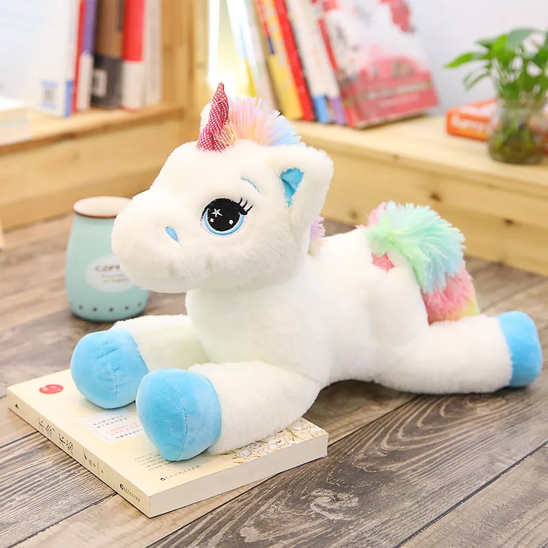 Popular Cartoon Rainbow Color Children Girls Small  Carton Horse Plush Toys Soft Stuffed Toy Unicorn