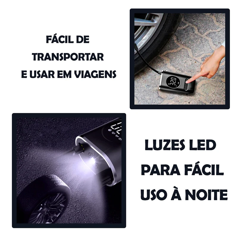 Bike Motorcycle Car Pump 150PSI Compressor de ar portatil com inflador de pneu mini com bateria recarregavel de 4000 mAh