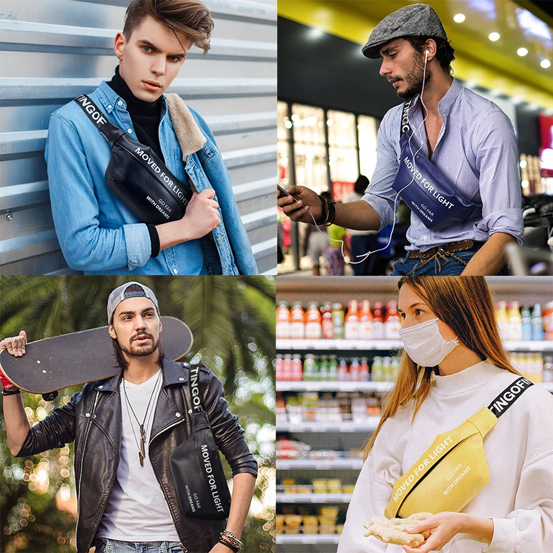 Мужская нагрудная сумка YIPINU, многофункциональные модные поясные сумки через плечо