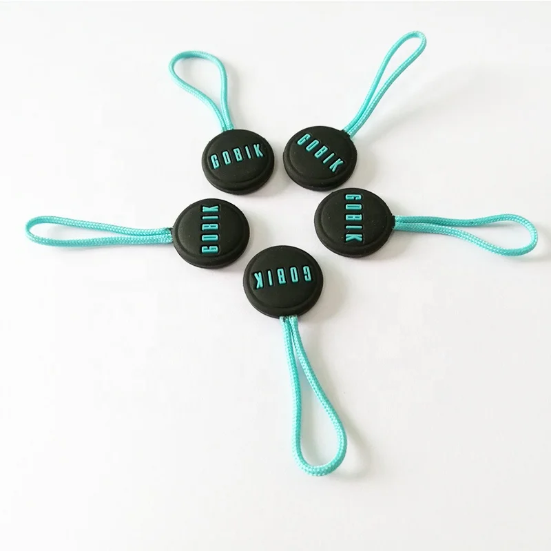 Custom Logo 3D Fashion Rubber Zipper Pulls Wholesale Colorful  Silicone Rubbery Zipper Puller Cord String Pull