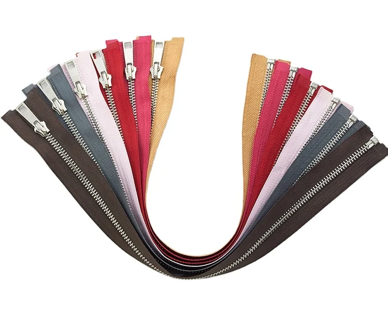 Silver Teeth Open End Smooth Wholesale Clothing Metal Waterproof Zipper Zip For Clothing Jackets Luggage Leather bags