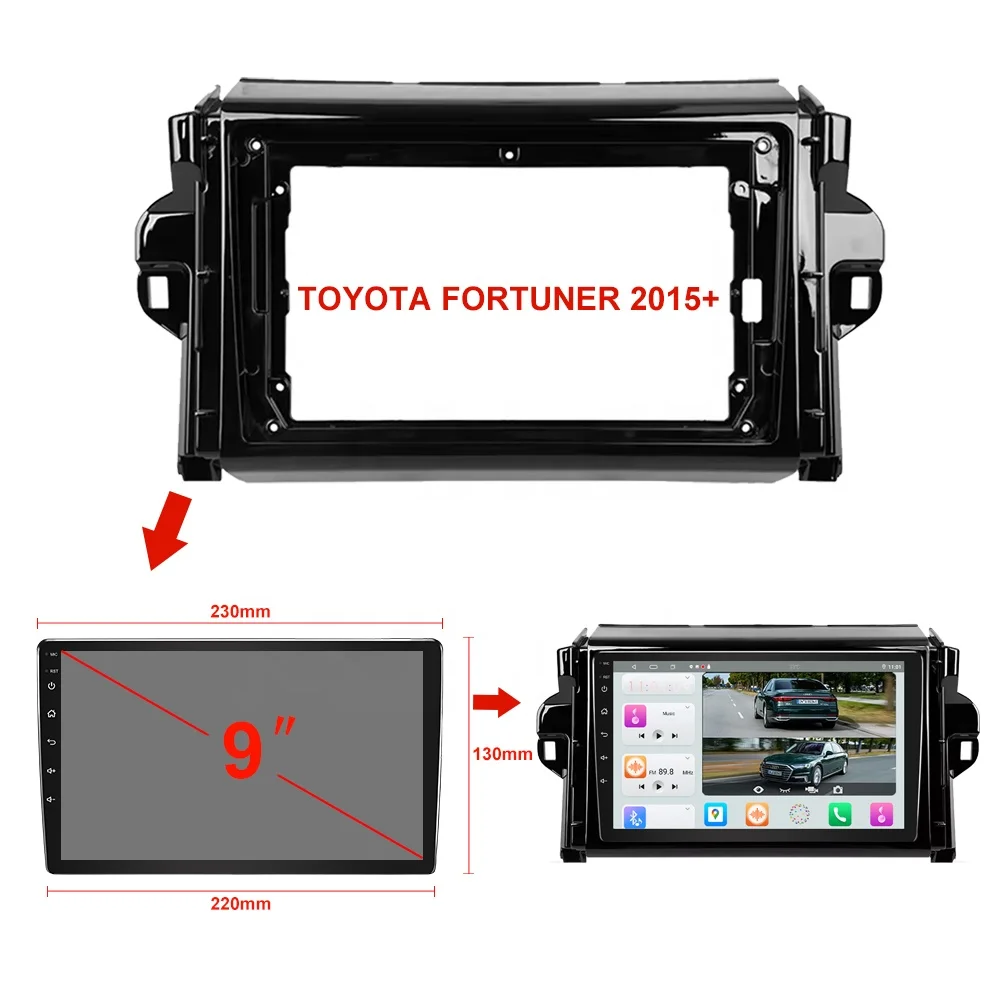 Jmance 9 inch dashboard For Toyota Fortuner 2015+ Frame GPS Navigation Double Din Android Car Stereo Auto Radio Carplay