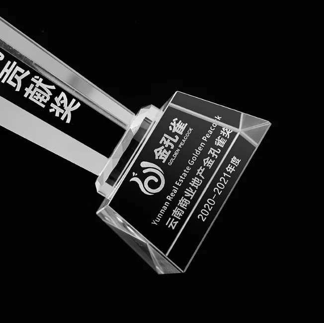 Oneway wholesale k9 blank crystal trophy awards custom 3d laser engrving crystal glass tiger trophies for business Gift