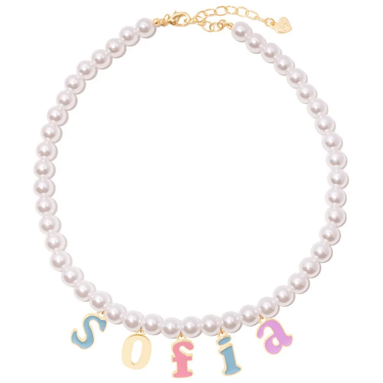 Spot English First 26 Letter Pendant Accessory DYI Pearl Necklace Can Be Freely Matched with Personalized Words