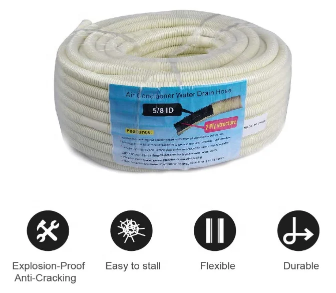 ROHS Flexible Durable AC White Universal 5 8 ID Air Conditioning Water Connector Pipe Drain Hose