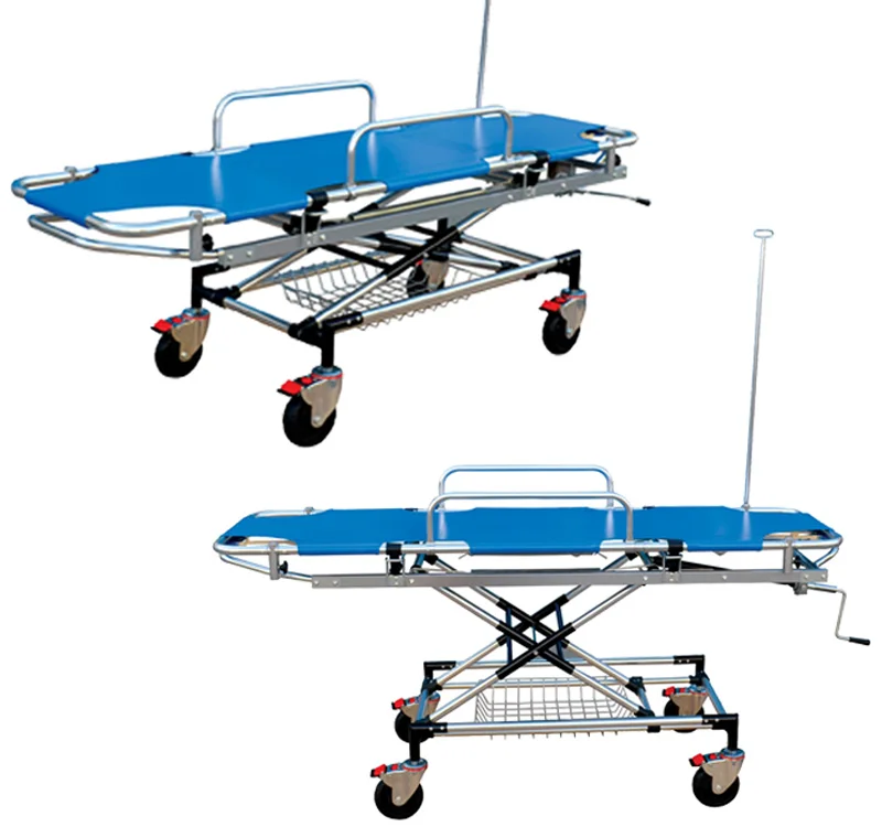 Medical patient hospital resuscitation bed automatic on-board transfer trolley aluminium alloy ambulance stretcher trolley