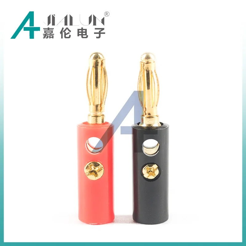 JIALUN 41MM Length 4MM Solderless Connector Screw Brass Banana Plug