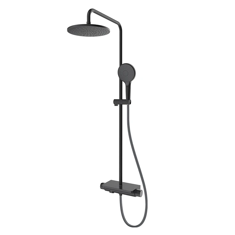 HEGII modern bath room high pressure rain fall shower head mixer bathroom matt black shower faucet rain shower set