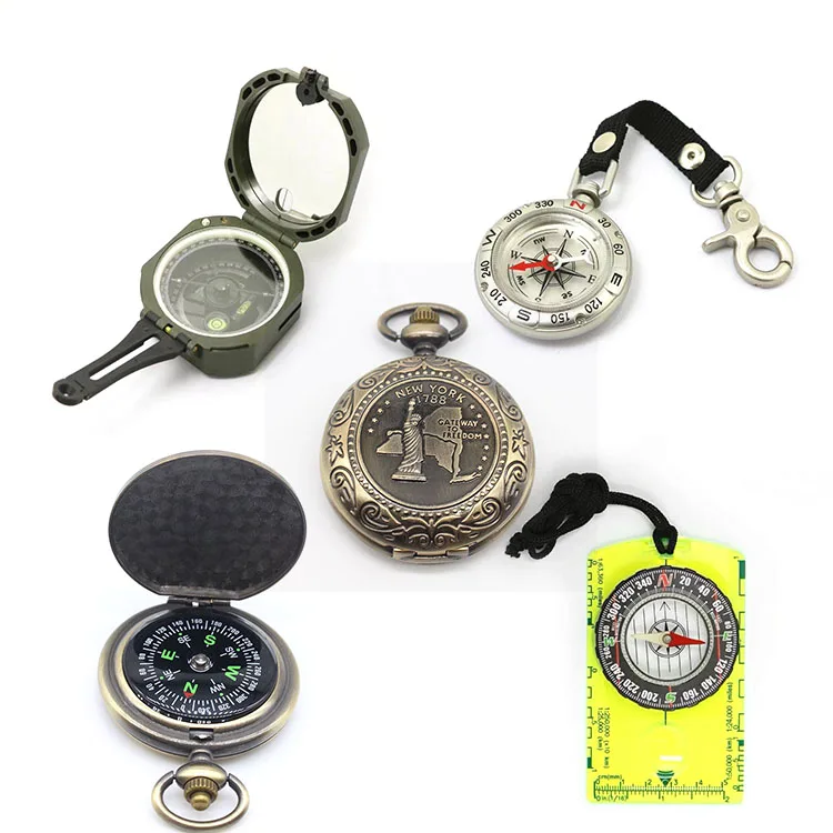 Hot selling high quality multifunctional outdoor mountaineering stainless steel pocket  compass