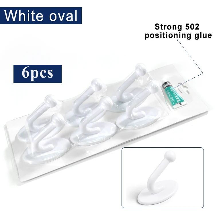 Cute Plastic Round Oval Abs Strong 502 Positioning Glue Bath Clothes Towel Coat Hanger Hooks