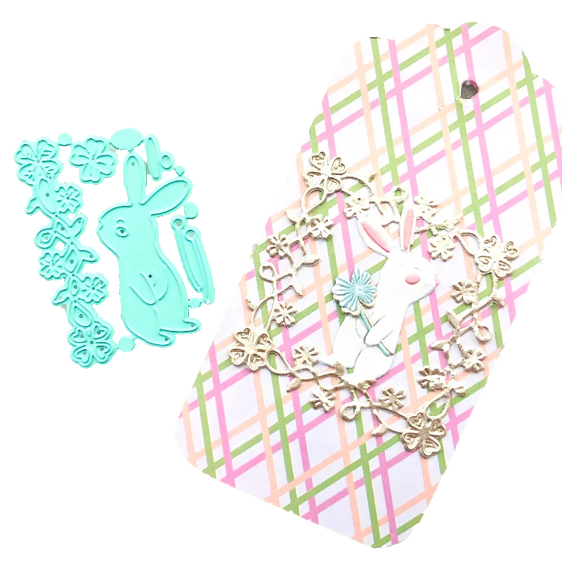 rabbit green color material scrapbook supplier invitation pop up greeting thank you cards paper metal craft dies