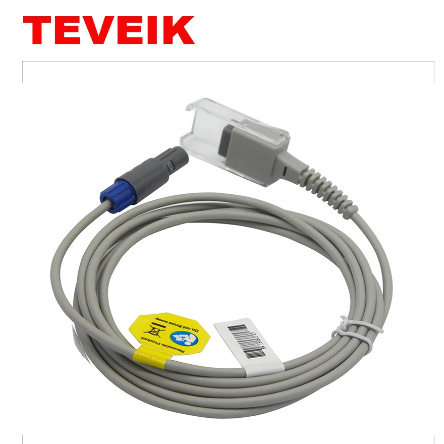 Customized SpO2 extension cable 6pin to DB9 female Mindray Reusable Adult Medical Finger Clip for Datex SpO2 Sensor Probe
