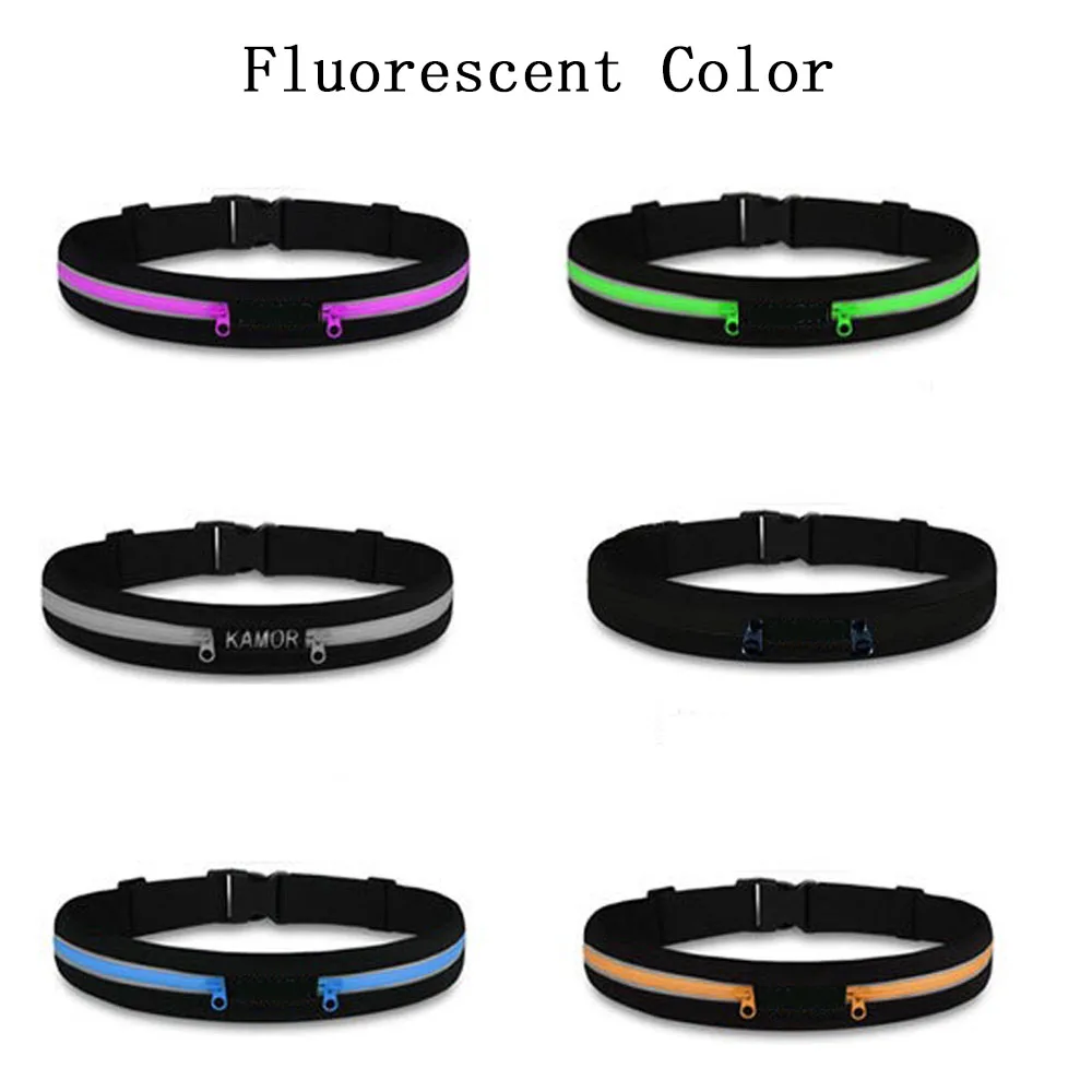 Slim Outdoor Sports Crossbody Fanny Pack Lycra Water Proof Fabric Reflective  Dual Pocket Running Belt for Treadmill