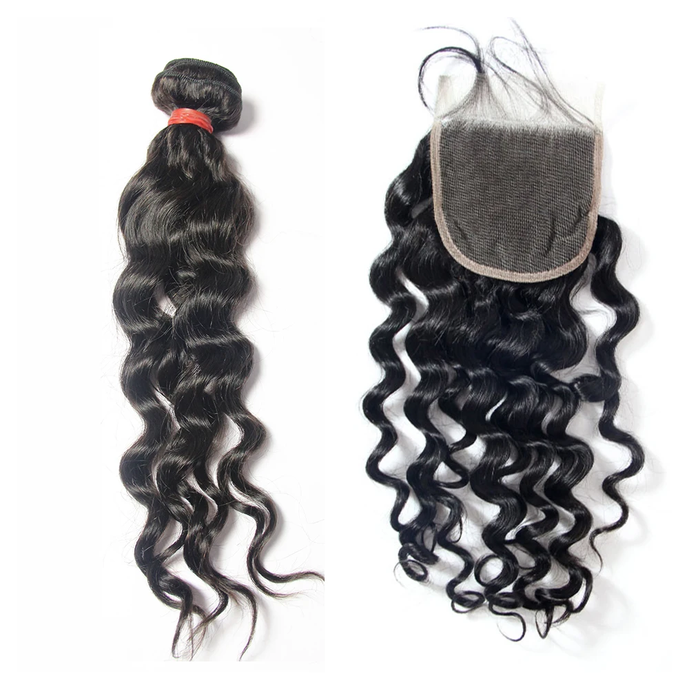 wholesale natural virgin closure and bundle human hair weave bundles with closure
