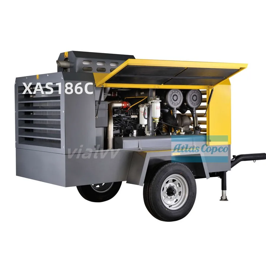 XAS186C Air Compressor Atlas Copco Cummins diesel engine 7bar 100Psi 400cfm Atlascopco Industri air compressor Atlas copco