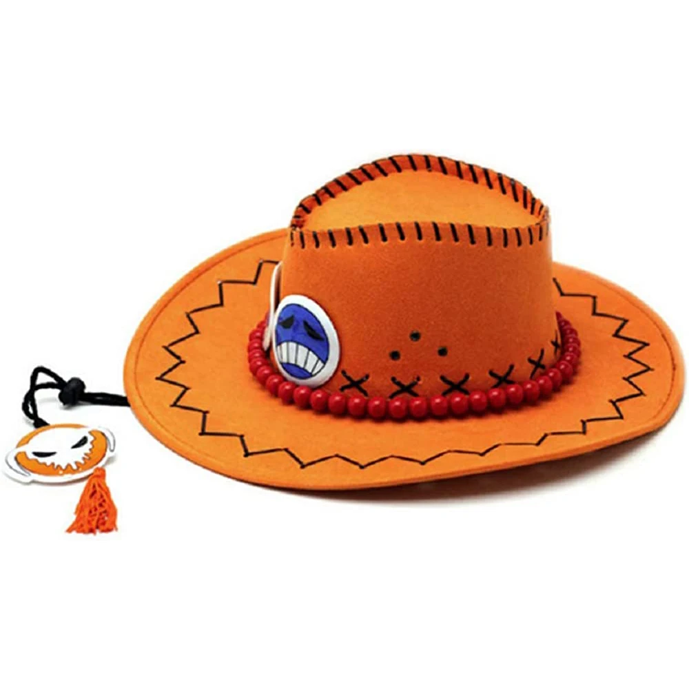 Anime One Piece Hat Fire Fist Sun Hats Toy character Ace  Cosplay Ca-p Cartoon luffy fedora felt Cowboy Hats