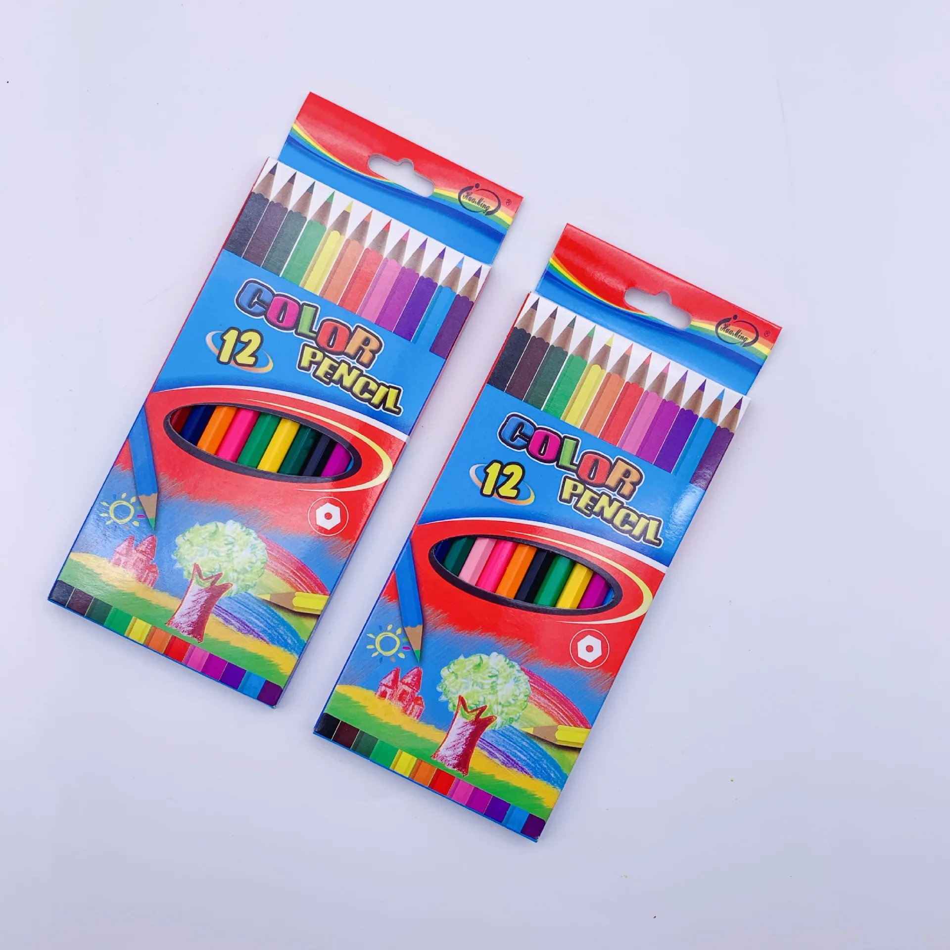 Pencil Set Wooden Color Lead Customizable 17.5cm Spot Wholesale 12 Color Customized Logo Wood 1-4c Printing Multiple Colour 5pcs