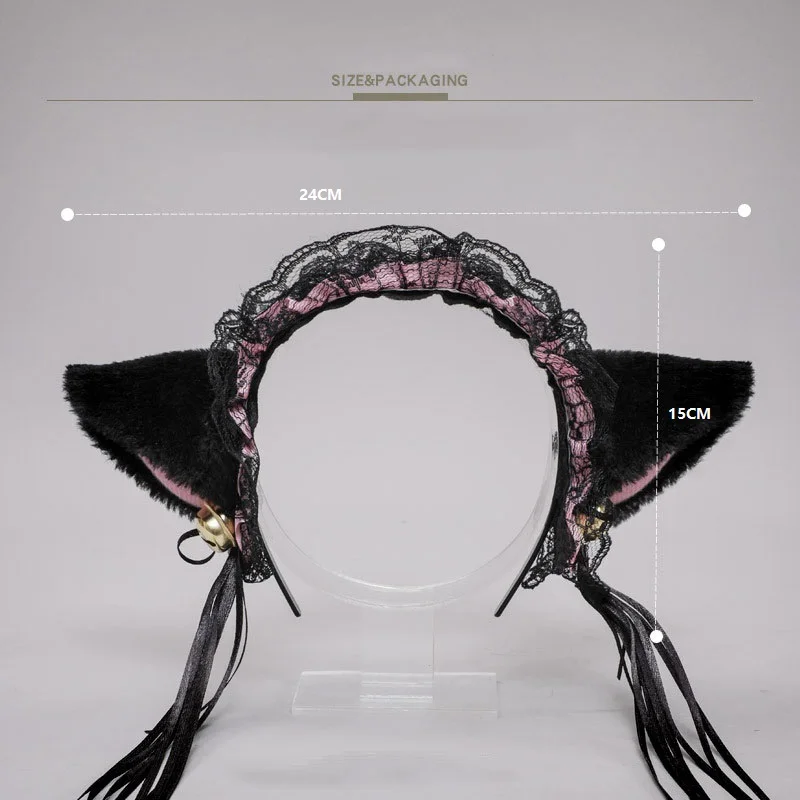 Lace Cat Ear Headband Cosplay Props Accessories Cat Girl Hair Accessories Animal Ear Maid Jewelry Bell Cat Ear Hair Band