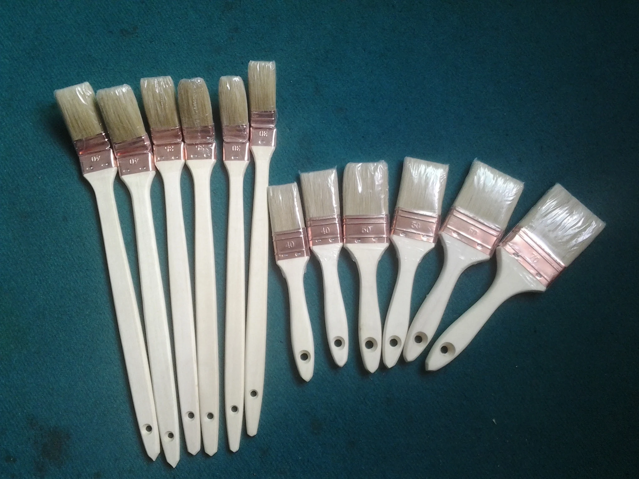 Copper Plated Ferrule Vanished Painting Brush Wood Handle