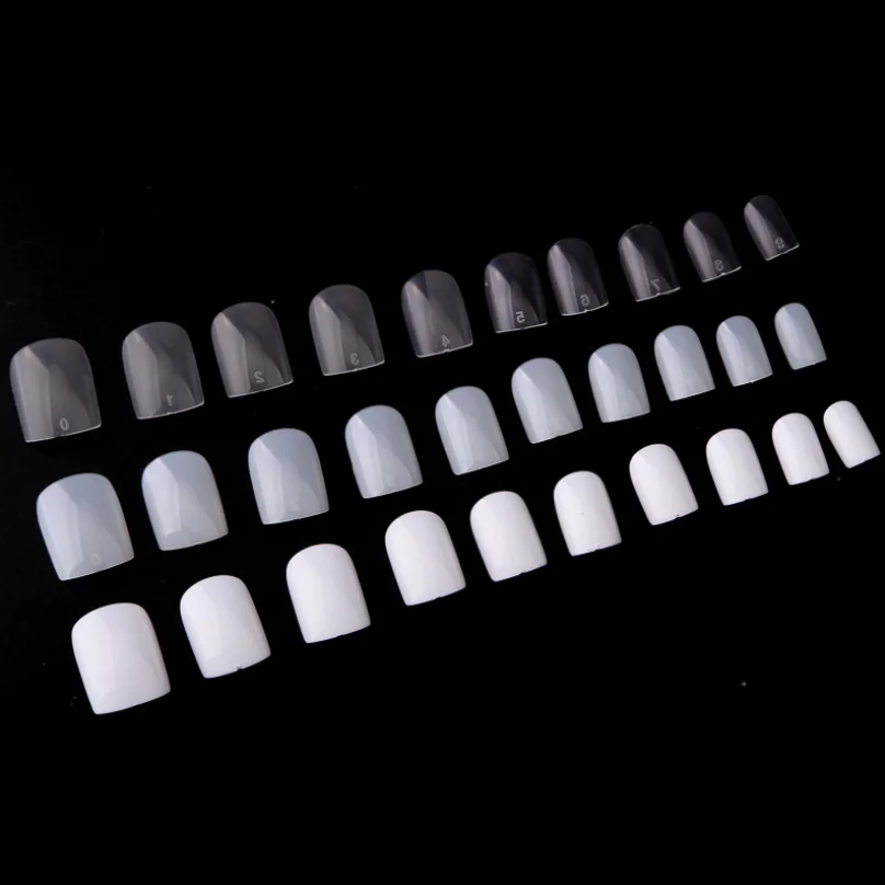 
False nails square shape full cover nail tips 600pcs for painting acrylic nail tips bag packing clear nature colors 