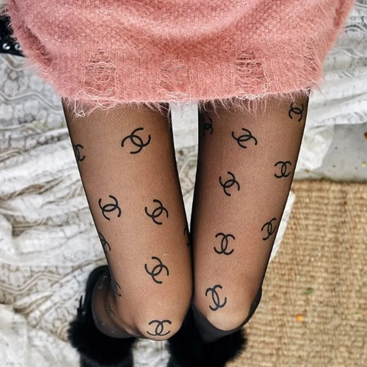 
Fashion letter stockings anti-hook silk tights sexy printing pantyhose stockings 