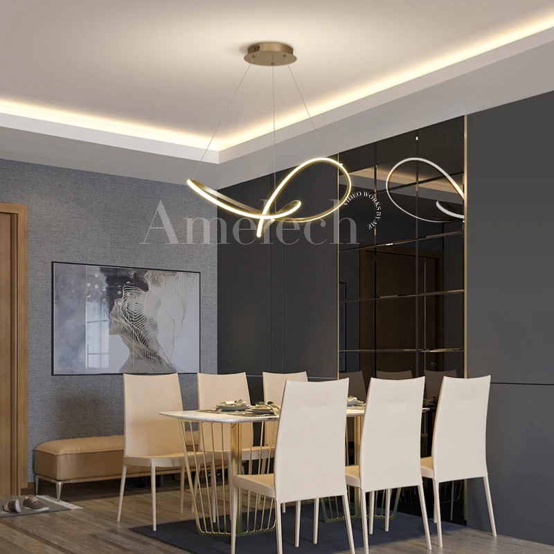 Adjustable Modern Round Ring Hanging Ceiling Fixture Drop Lamp Lobby LED Pendant Light Chandelier