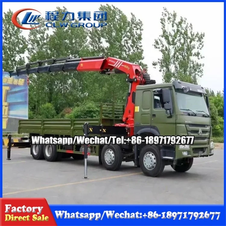 SINOTRUK HOWO 20T Truck Mounted Crane 8X4 Articulated Hydraulic Crane Knuckle  Boom  Crane
