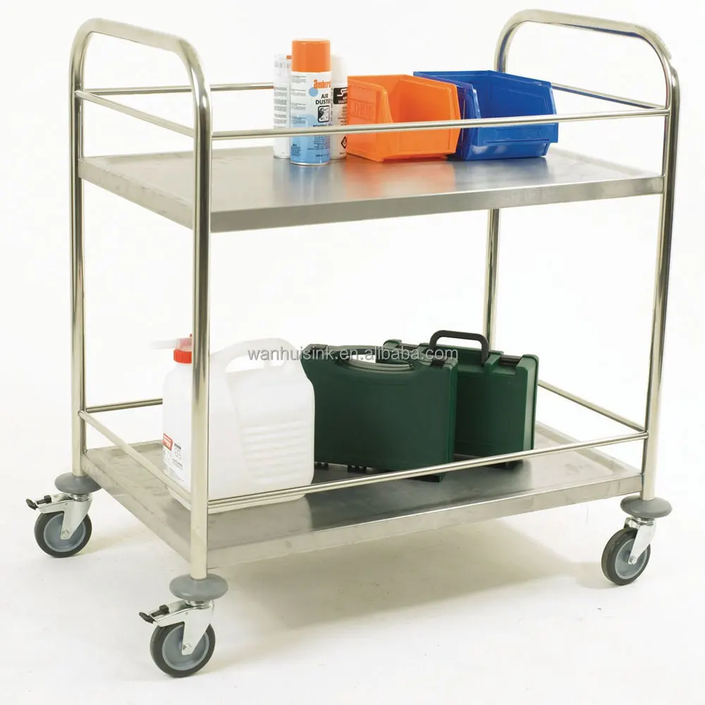 Hotel restaurant equipment mobile 2/3 tiers stainless steel utility cart food service trolley