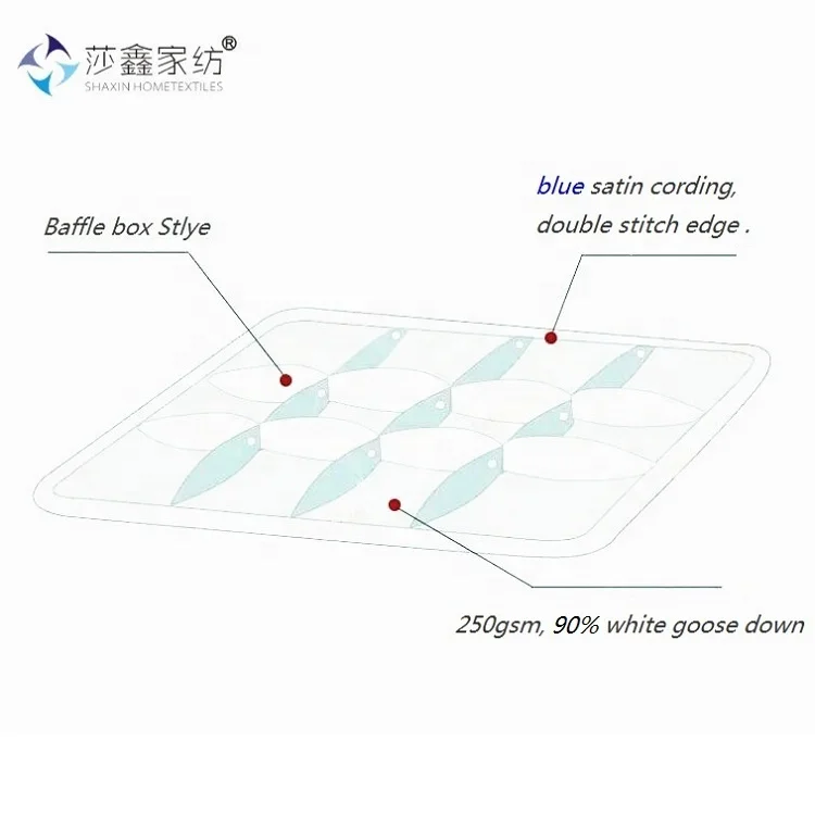 Wholesale White Goose Down Core Luxury Winter Baffle Box Duvet