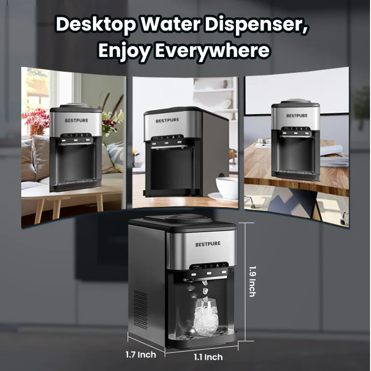 Top Loading Water Bottle Ice Maker Hot and Cold Water Dispenser Desktop Water Cooler