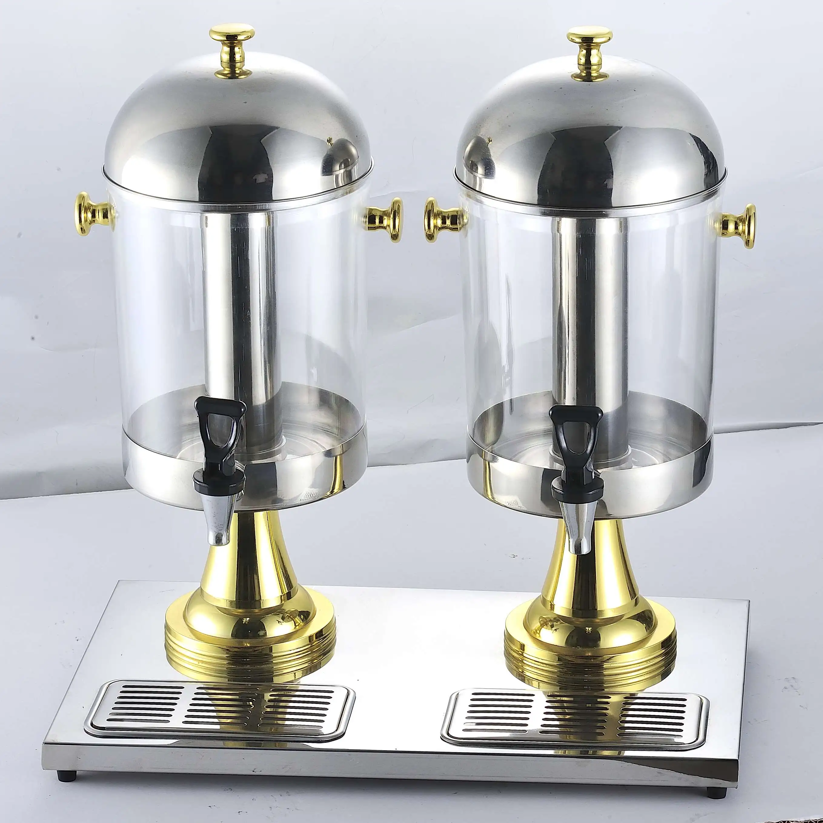 Hotel Juice Dispenser Drink Dispenser Beverage Barrel Cold Drink Dispenser Double Head 8L*2pcs+PC Bottle