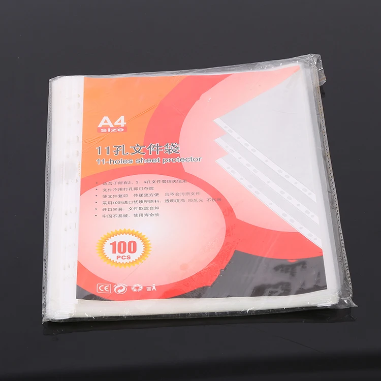 
100x A4 Clear Plastic Punched Pockets Filing Folders Wallets Sleeves Home, Office and School Document Files 