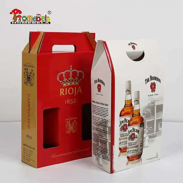 Custom Logo Corrugated Cardboard Packaging Sturdy Juice Wine Bottle Paper Box