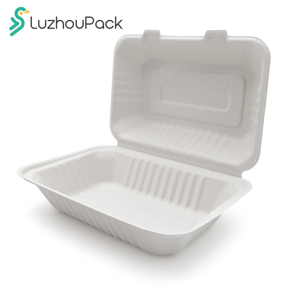LuzhouPack Customized eco biodegradable packaging sugarcane non pfas food take away packing