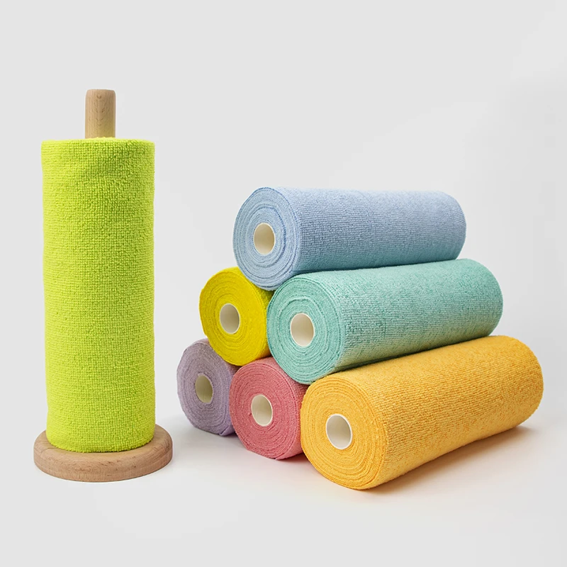 Custom 100% Polyester Disposable Microfiber Cleaning Cloth Roll 180GSM Tear Away Cloths Rolls Microfiber Towels Rolls
