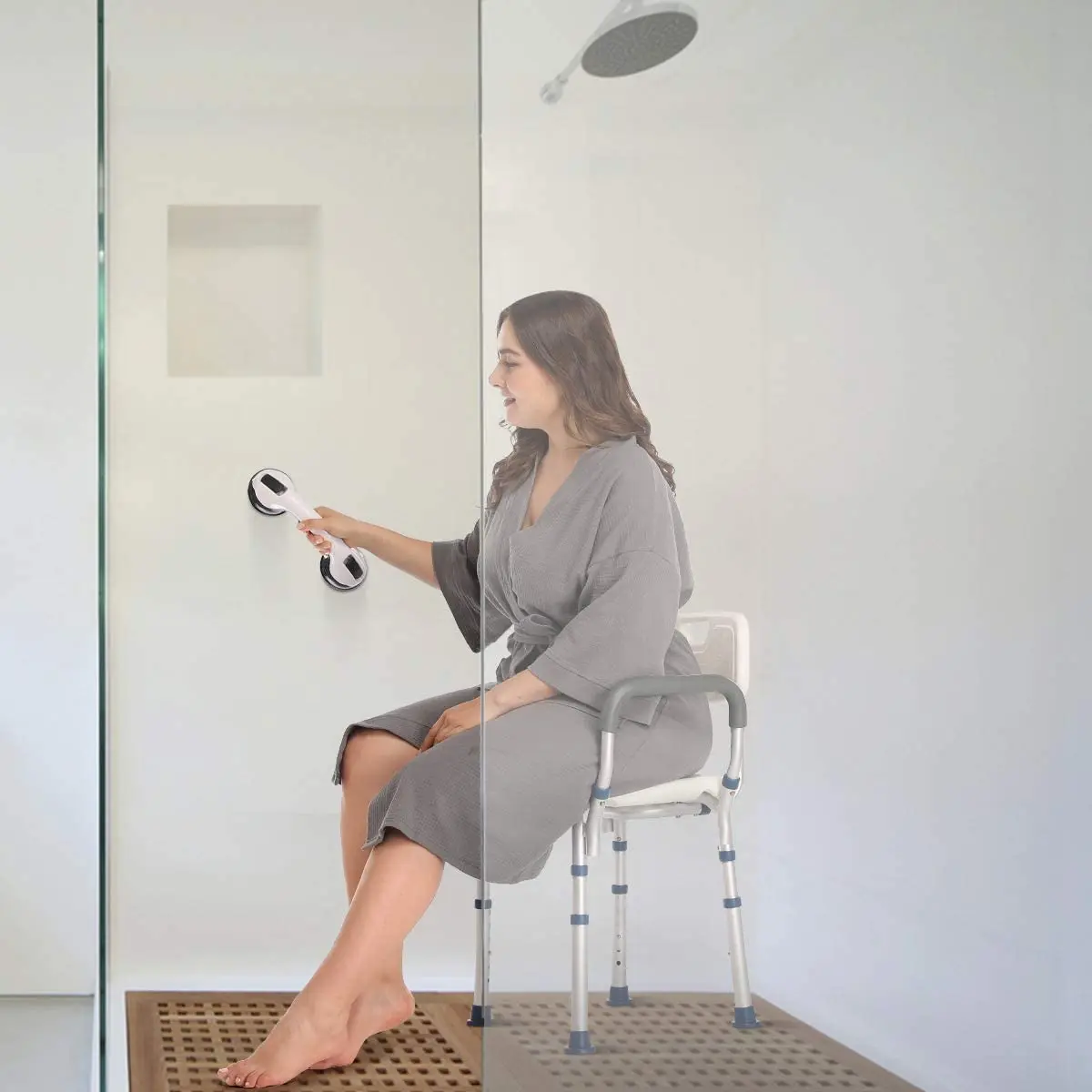 ningbo hospital shower seat with Back and Arms Weight Capacity 300LBS shower stool bathroom chair wholesale