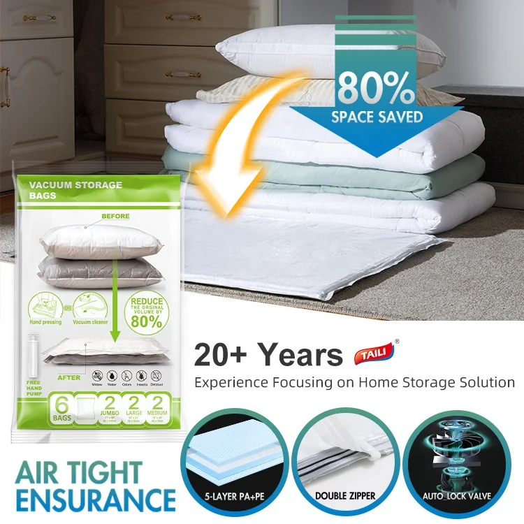 TAILI Multifunction Double Zipper Wardrobe Clothing Bag Organizer Customized logo Travel Plastic Vacuum Storage Bags