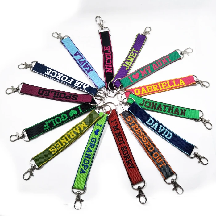 Fashion designer custom name key ring holder strap key chain for crystal gift