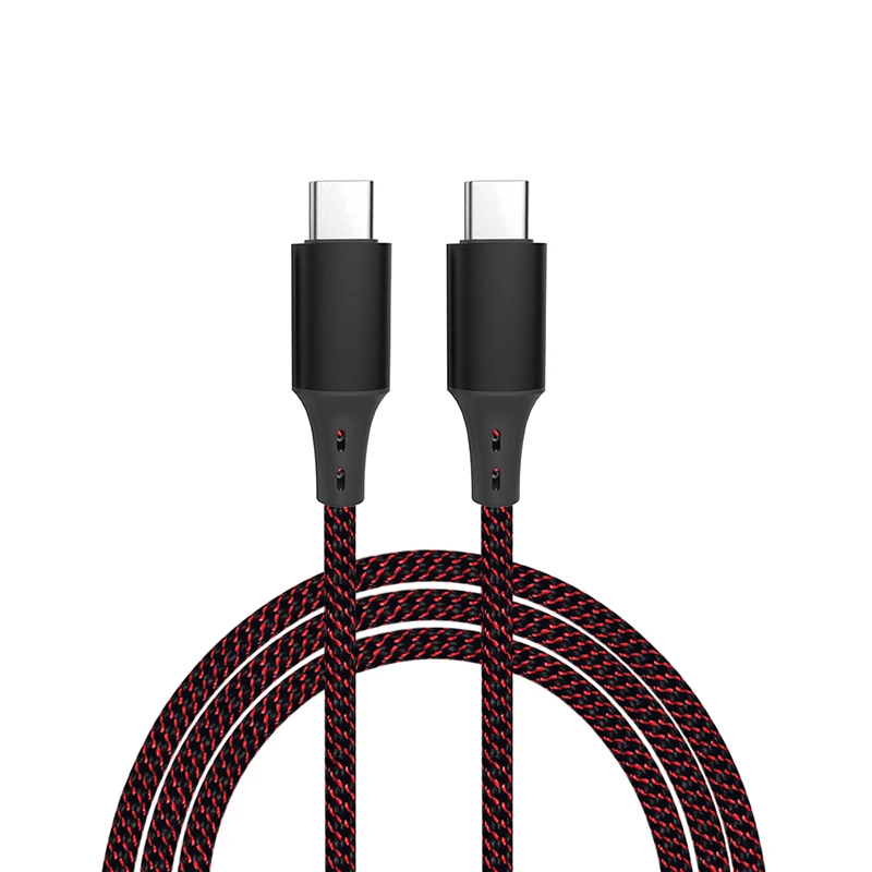 Custom OEM 1.5M 2M 3M braided charging cable Nylon Braided Metal Head Type c usb Data  Cable C to C  For Mobile device
