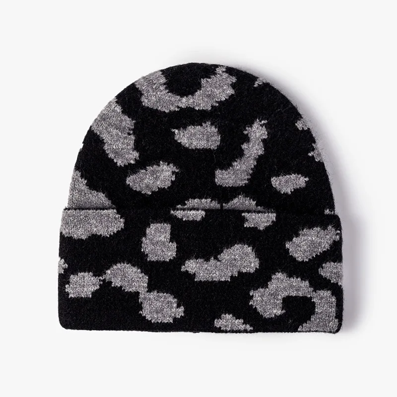 Winter woman knitted hat beanie flower jacquard cold hat outdoor warm man wool beanies