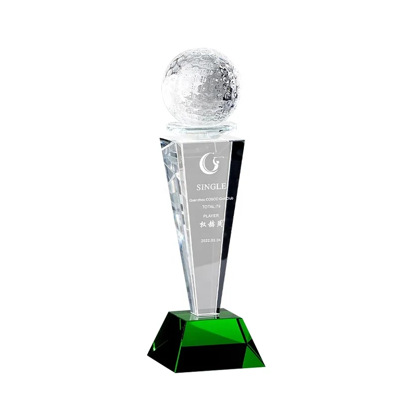 blank crystal glass trophy golf/football/basketball sports and games award global ball trophy award