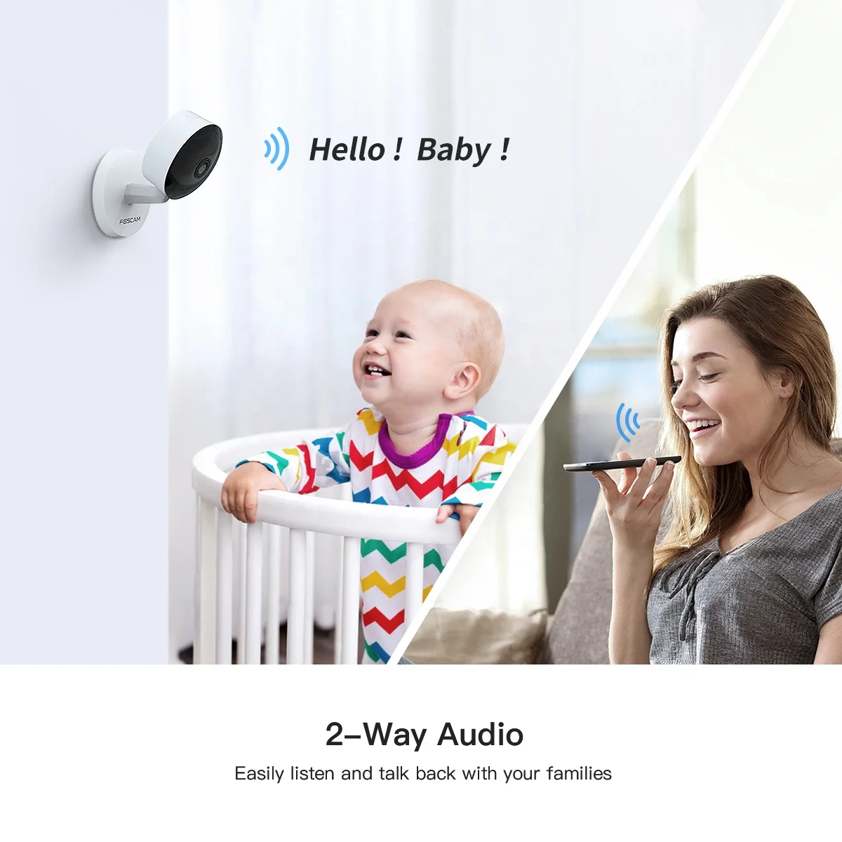 Foscam 1080P 2 way audio APP control wireless baby care wifi Беспроводная
