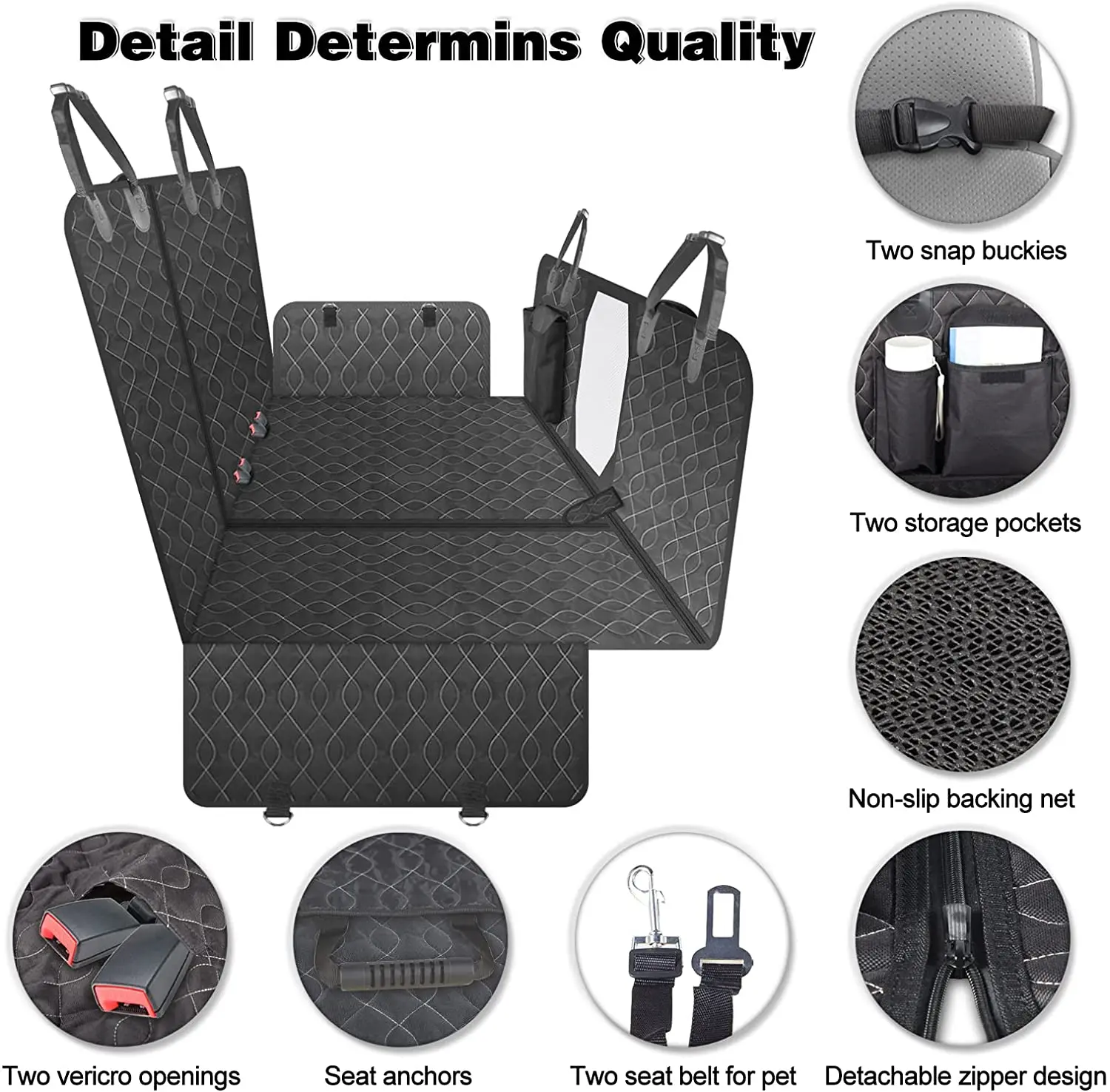 4X1 Waterproof Water Resistant Extra durable YKK zipper Hammock Dog Car Seat Cover for Back Seat with Window