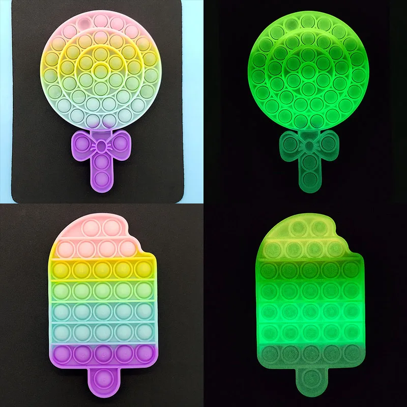 Glow In The Dark Fidget Sensory Toys Silicone Stress Reliever Kids Push Toys Pack Kit Fun Pop Fidget Toys Set