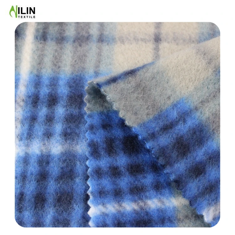 100% полиэфирная двухсторонняя начищенная клетчатая флисовая ткань