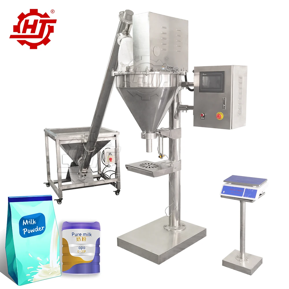 Semi Automatic Milk Dry Flour Coffee  Masala Spice Powder Packing Machine Screw Auger Filling Packaging Machine for Bag Jar