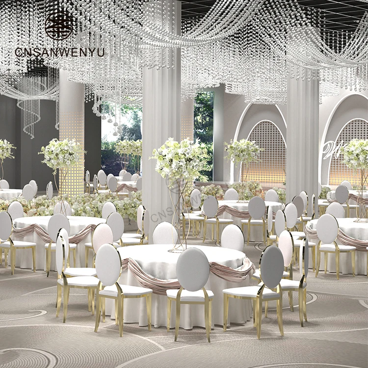 wholesale Outdoor Party Reception Sash For Sofa Spandex Band Stage Decoration Stainless Steel Wedding Stackable Chair for events