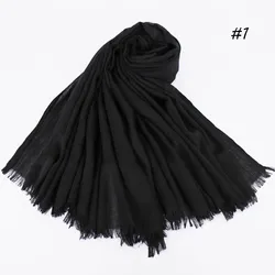 Wholesale Cheap Price Scarves Solid Color Cotton And Linen Black Scarf Women Hijab Scarf